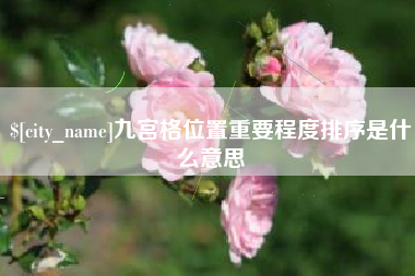 漯河九宫格位置重要程度排序是什么意思