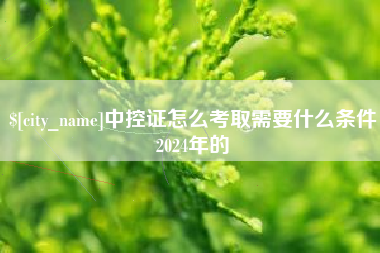 漯河中控证怎么考取需要什么条件2024年的